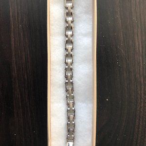 Men's stainless steel link bracelet, 8 inches